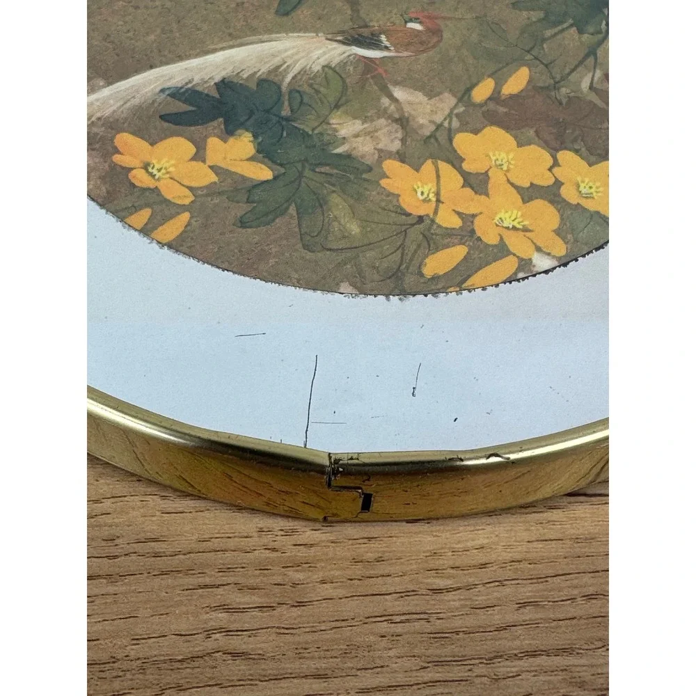 Brytone Round Wall Mirror Vintage Bird Floral Gold Frame 8 in New York NY